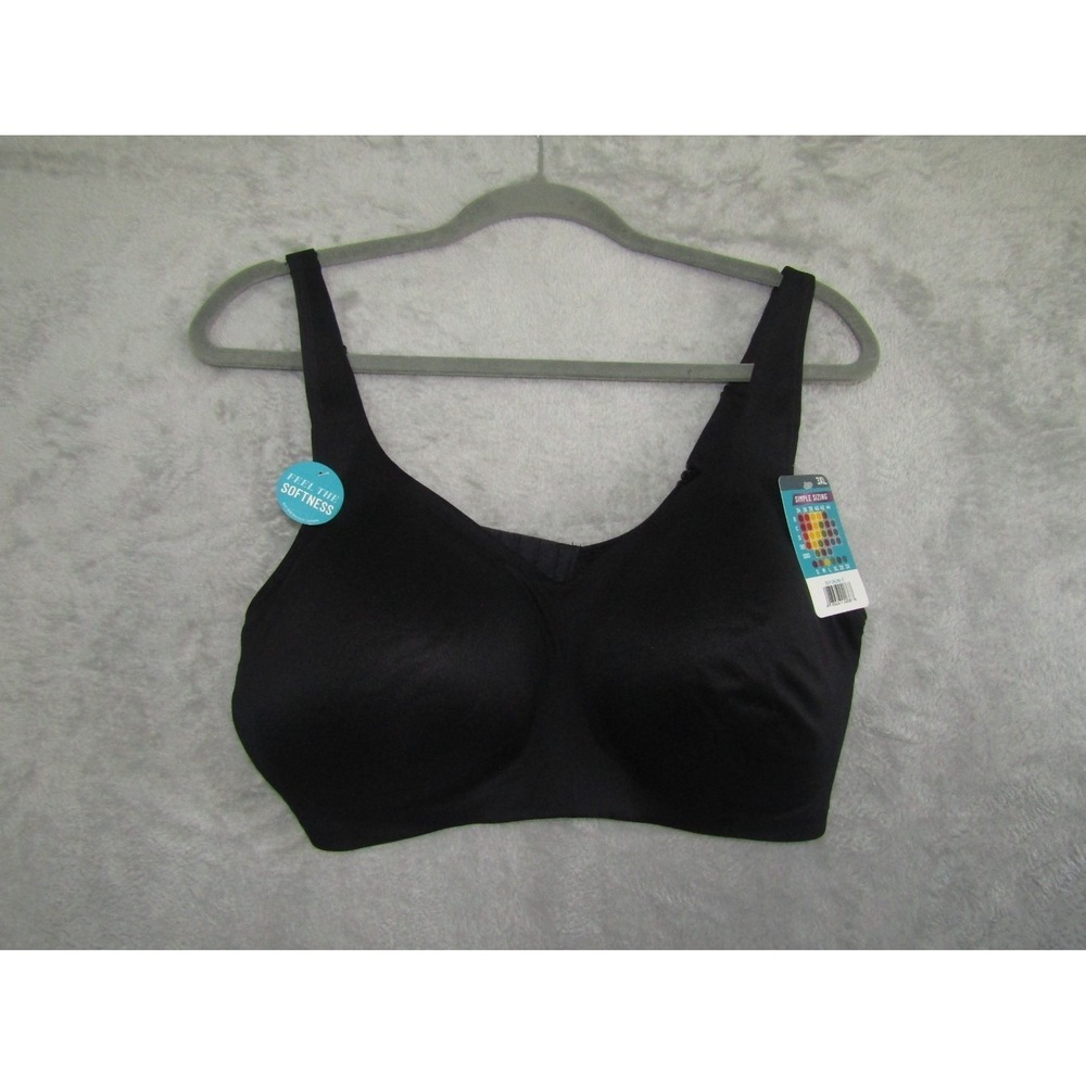Vanity Fair‎ Radiant Collection Wireless Bra 3XL Black Smoothing Stretch Comfort